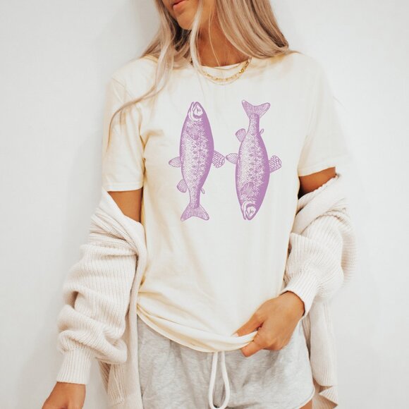 Two Sardines Graphic T-Shirt Fish Lover Tee - Picture 3 of 4